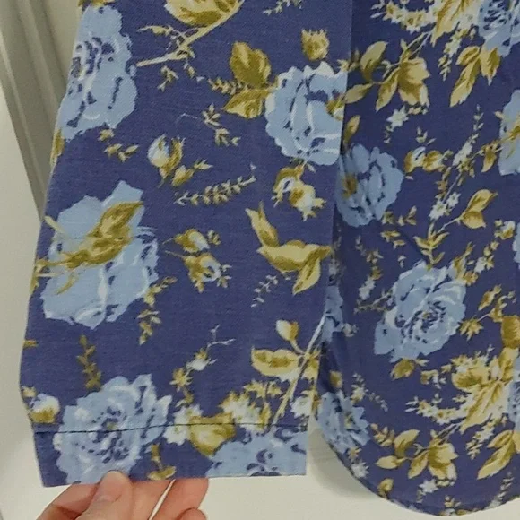 Vtg Floral Button-Up Shirt Women's LG Cotton Lightweight Relaxed Fit Oversized - Picture 4 of 6